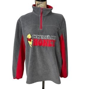 VINTAGE Disney Pooh Half Zip Fleece Sweater Size Large “Where’s My Honey”